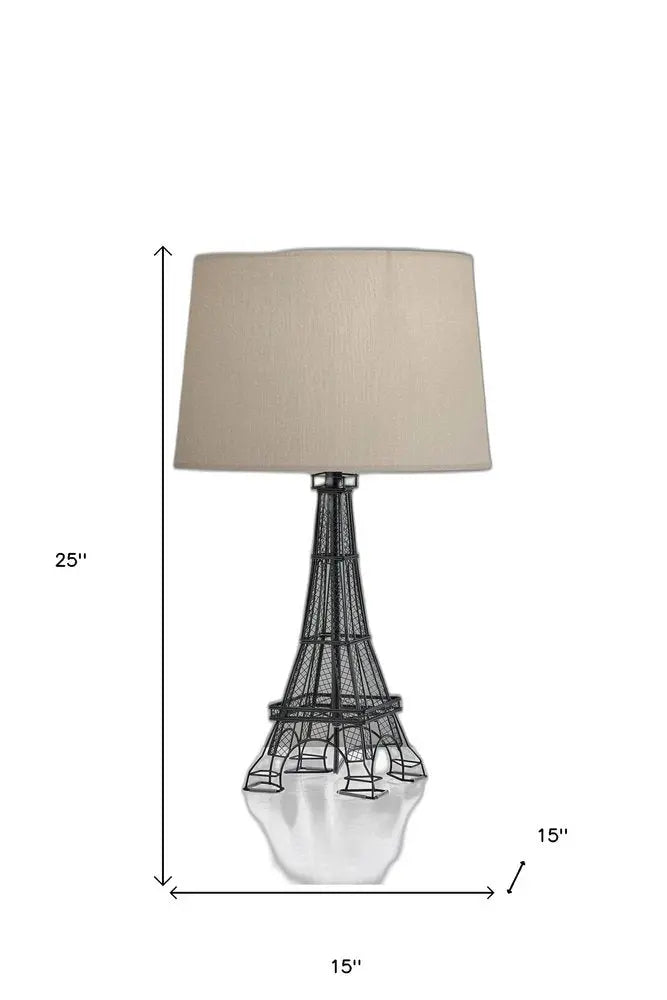 25" Black Acrylic Paris Desk Table Lamp With White Drum Shade HomeRoots