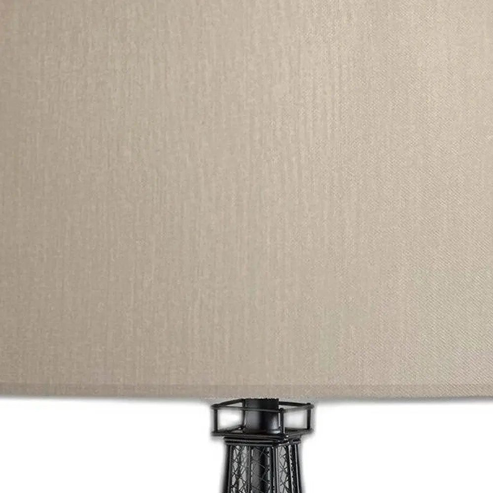 25" Black Acrylic Paris Desk Table Lamp With White Drum Shade HomeRoots
