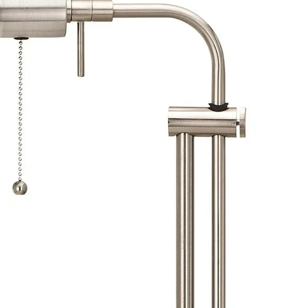26" Nickel Metal Adjustable Table Lamp With Nickel Rectangular Shade HomeRoots