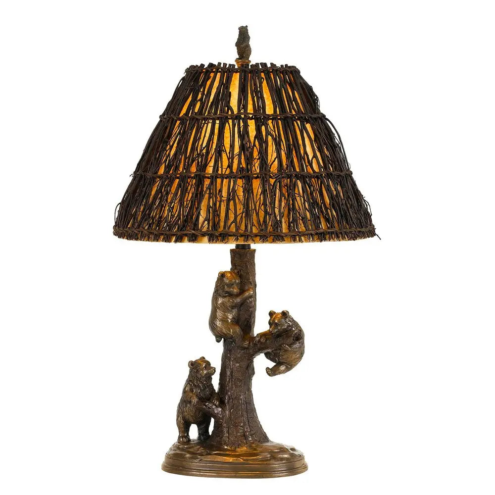 30" Bronze Table Lamp With Brown Empire Shade HomeRoots