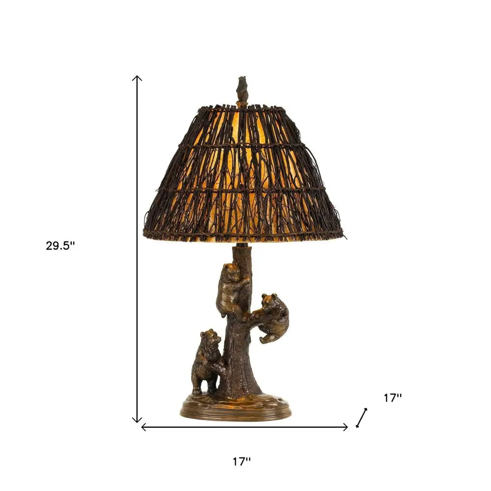 30" Bronze Table Lamp With Brown Empire Shade HomeRoots
