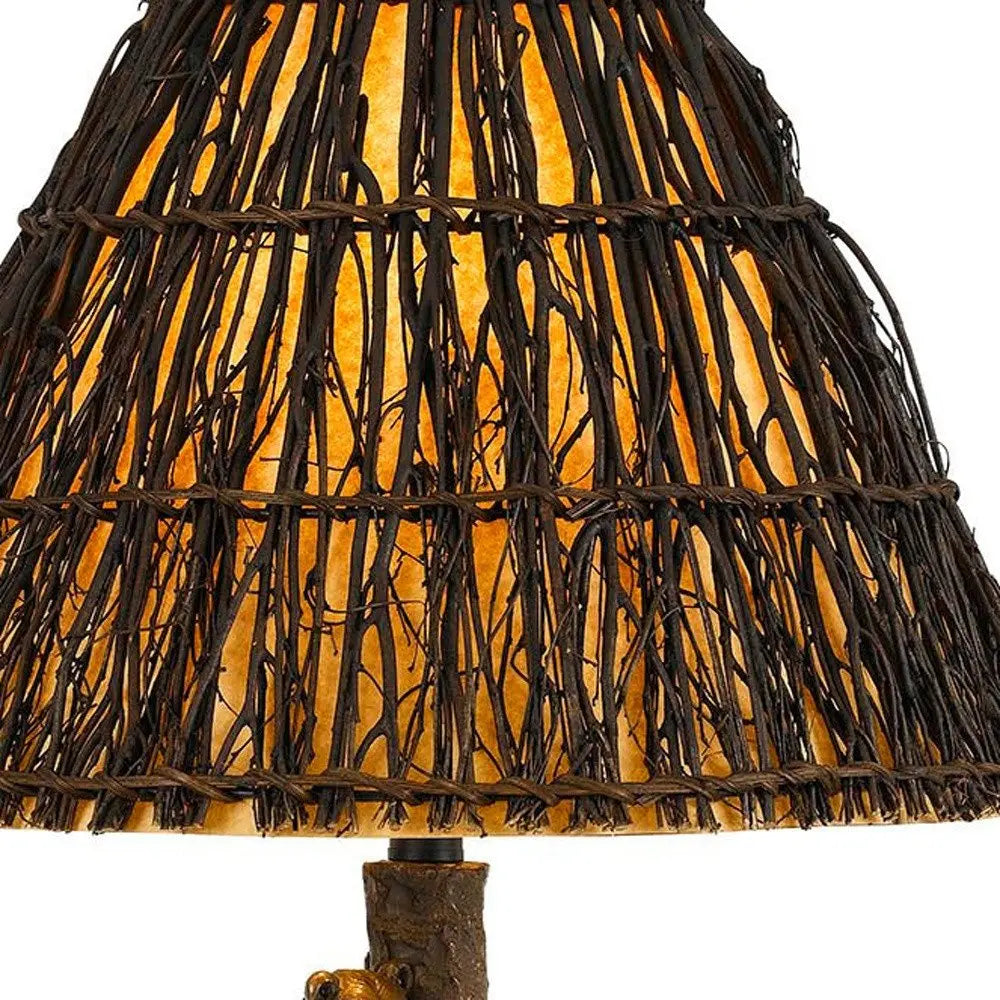 30" Bronze Table Lamp With Brown Empire Shade HomeRoots