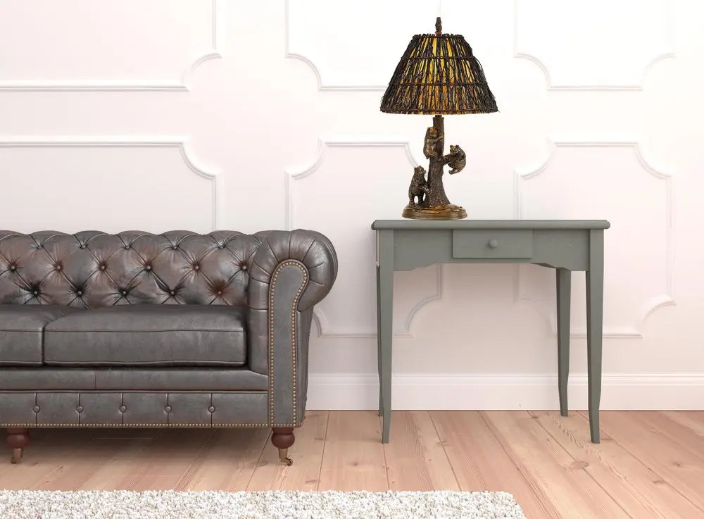 30" Bronze Table Lamp With Brown Empire Shade HomeRoots