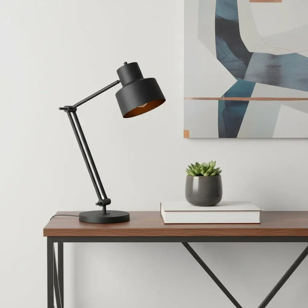 33" Black Metal Adjustable Desk Table Lamp HomeRoots