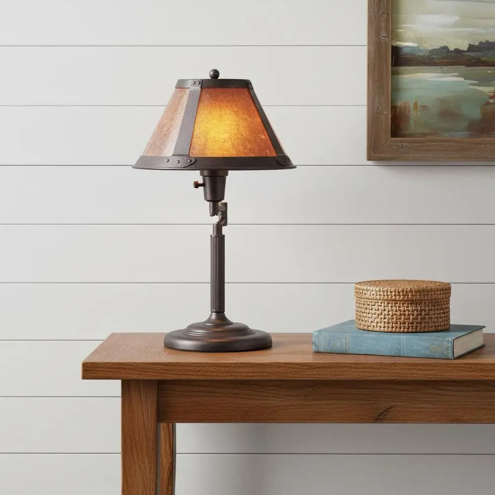 18" Gray Metal Candlestick Table Lamp With Amber Empire Shade HomeRoots