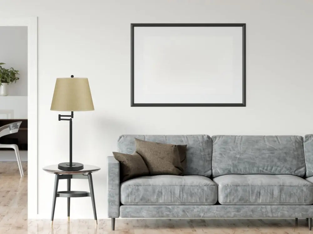 27" Bronze Metal Table Lamp With Tan Empire Shade HomeRoots