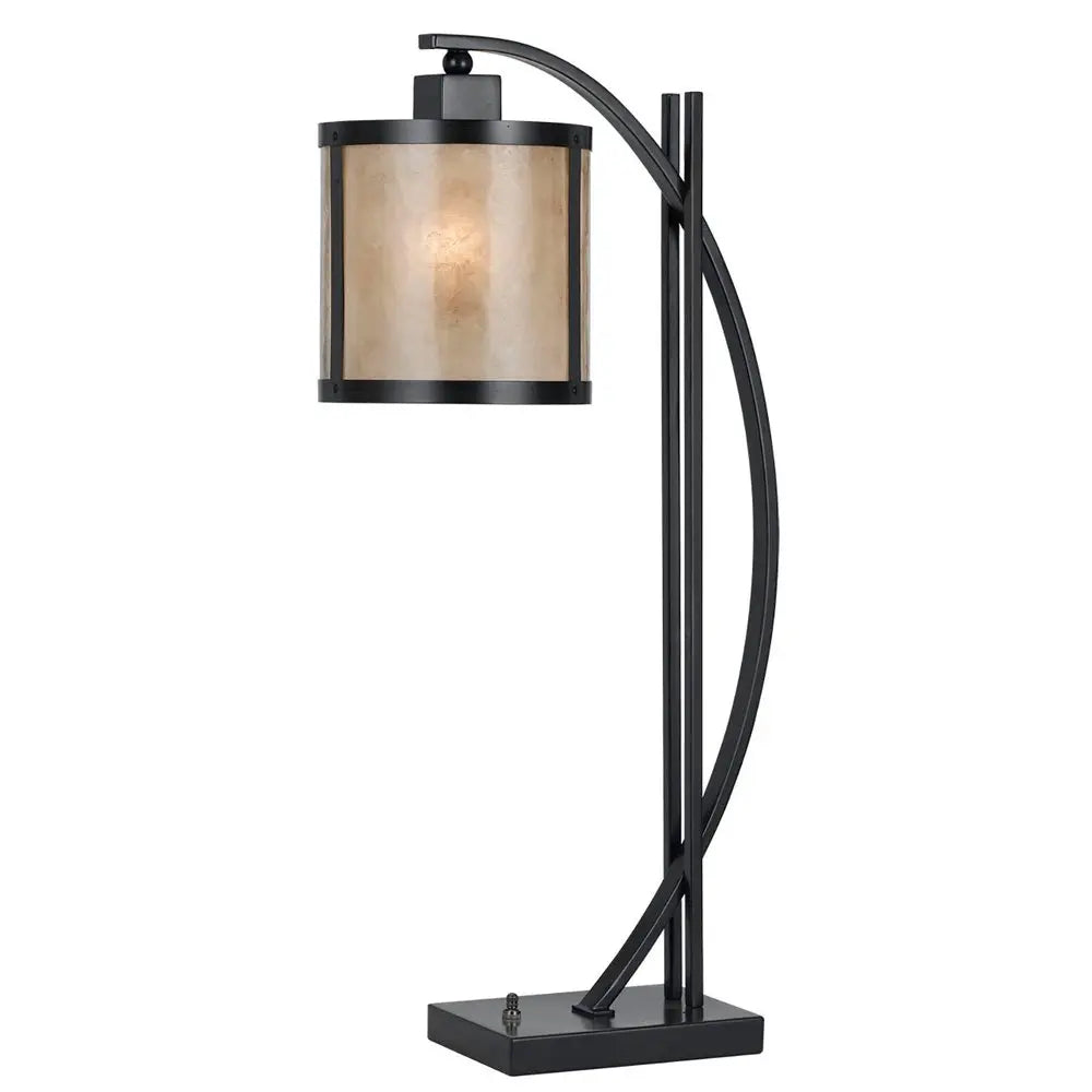 26" Black Metal Lantern Table Lamp With White Drum Shade HomeRoots