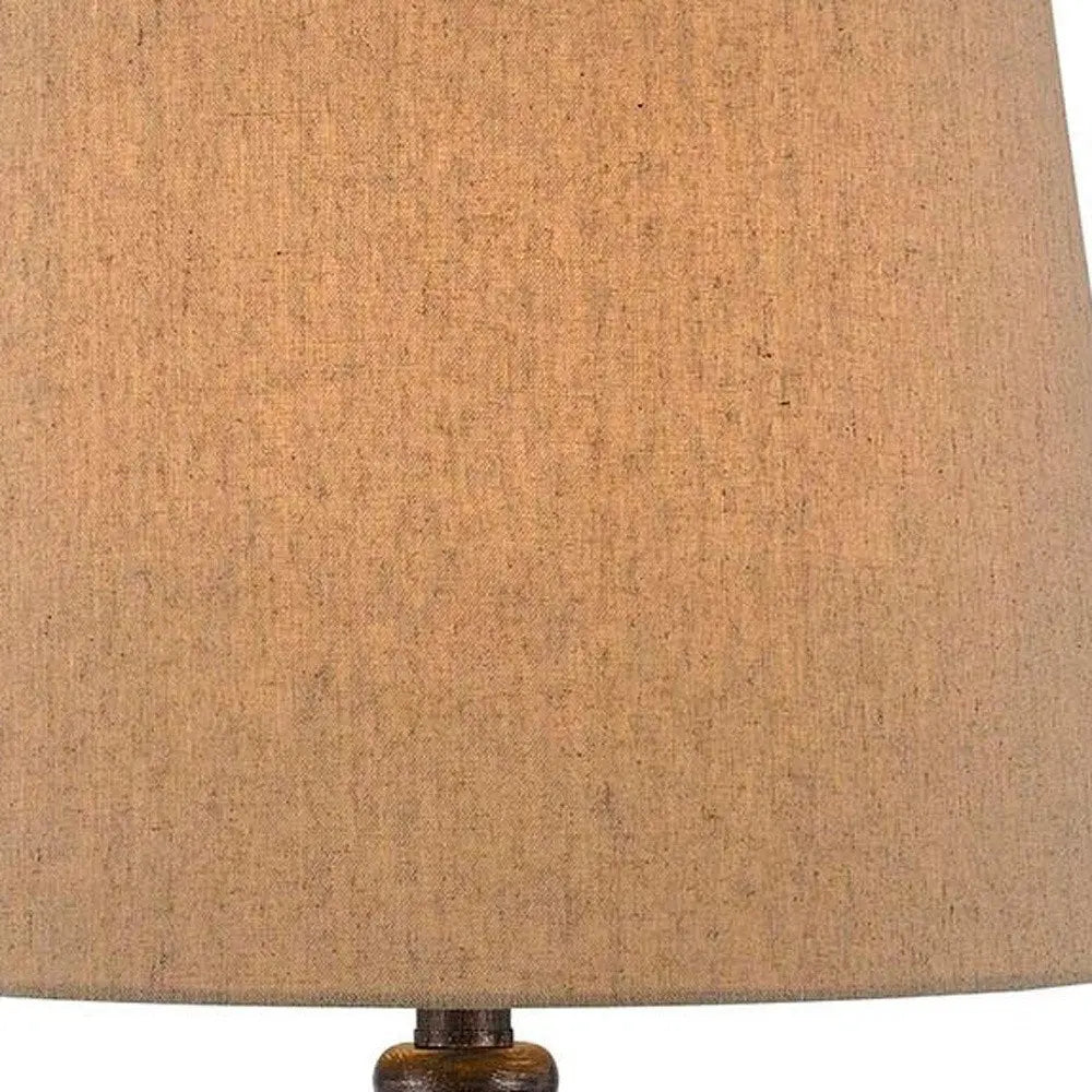 30" Brown Metal Two Light Table Lamp With Brown Empire Shade HomeRoots