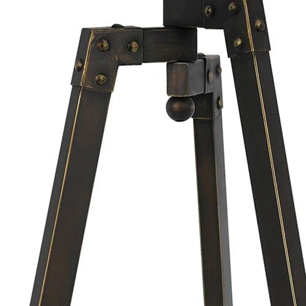 32" Charcoal Metal Tripod Table Lamp With Tan Drum Shade HomeRoots