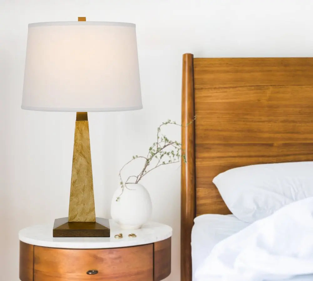 28" Brown Table Lamp With Off White Empire Shade HomeRoots