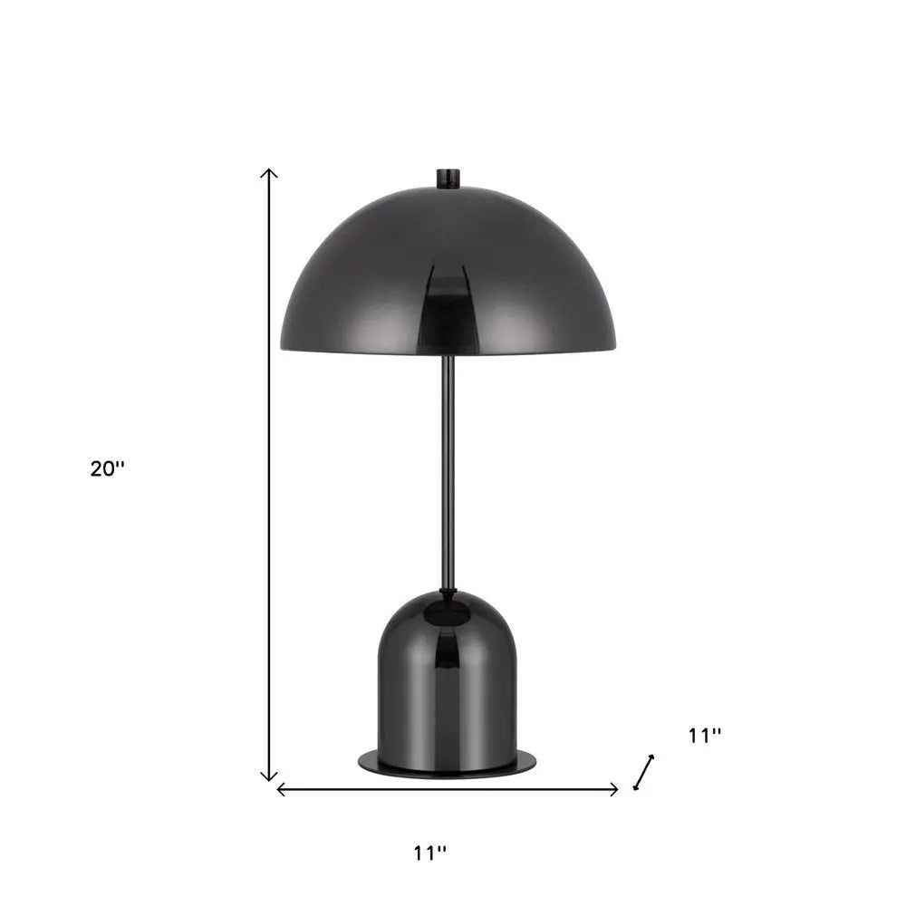20" Gunmetal Dark Gray Desk Table Lamp With Half Dome Shade HomeRoots