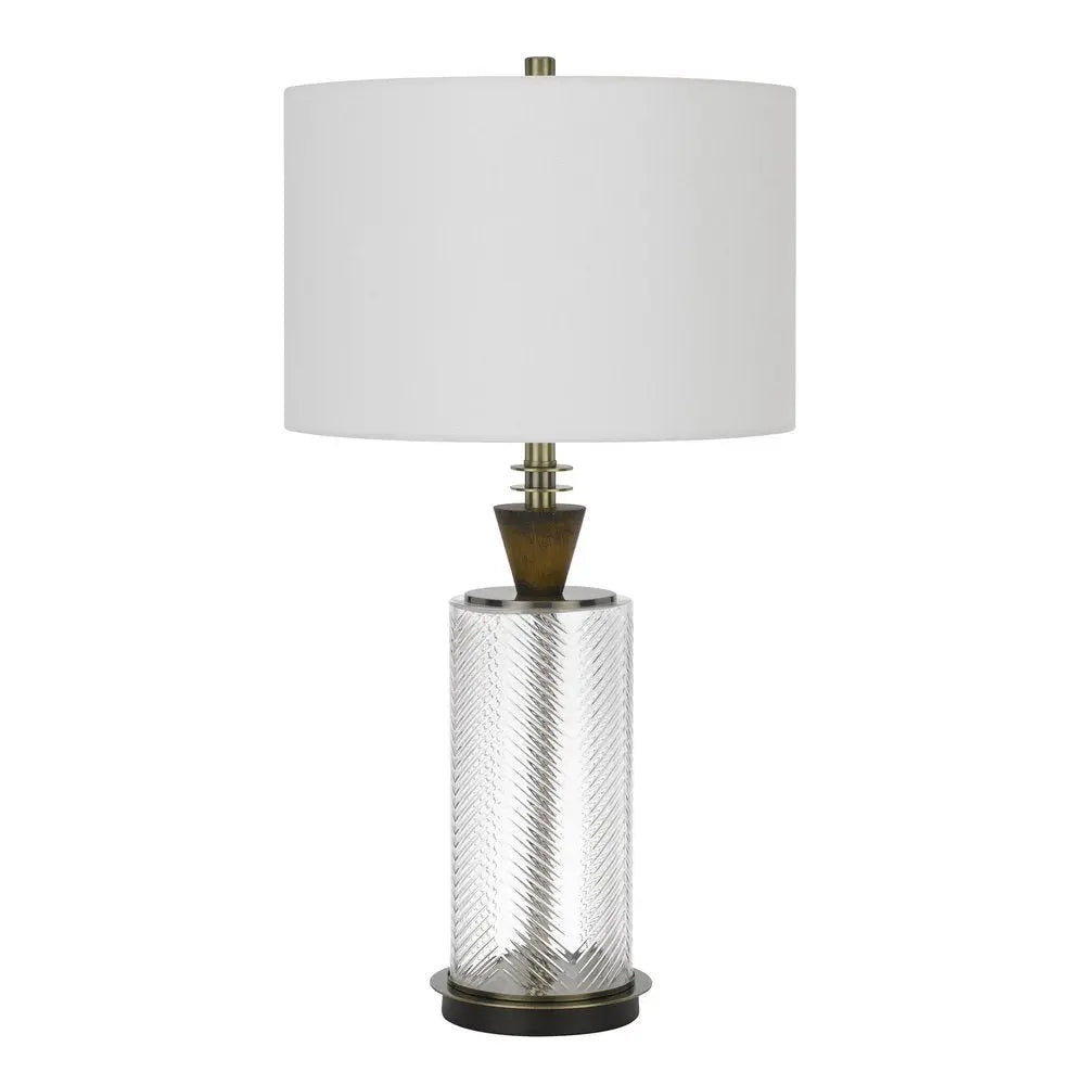 30" Clear Metal Table Lamp With White Empire Shade HomeRoots