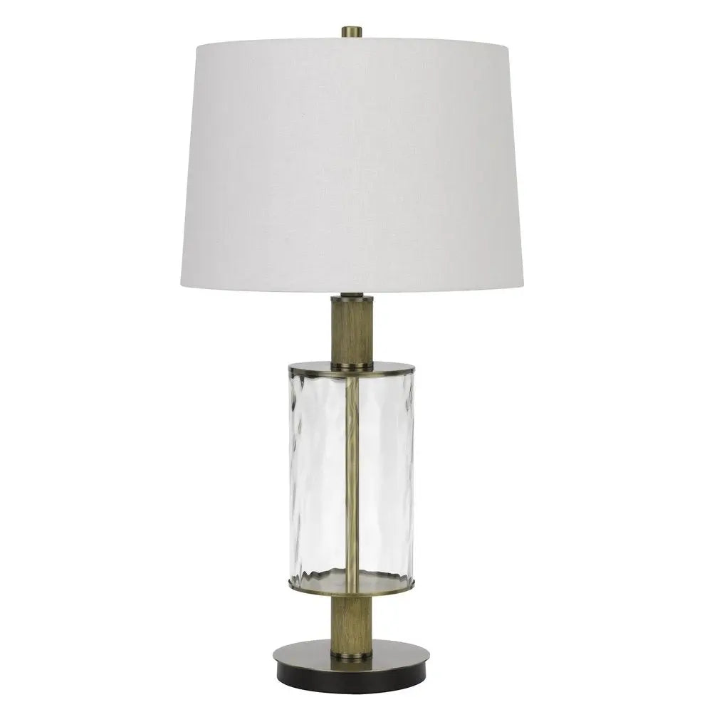 31" Clear Metal Table Lamp With White Empire Shade HomeRoots