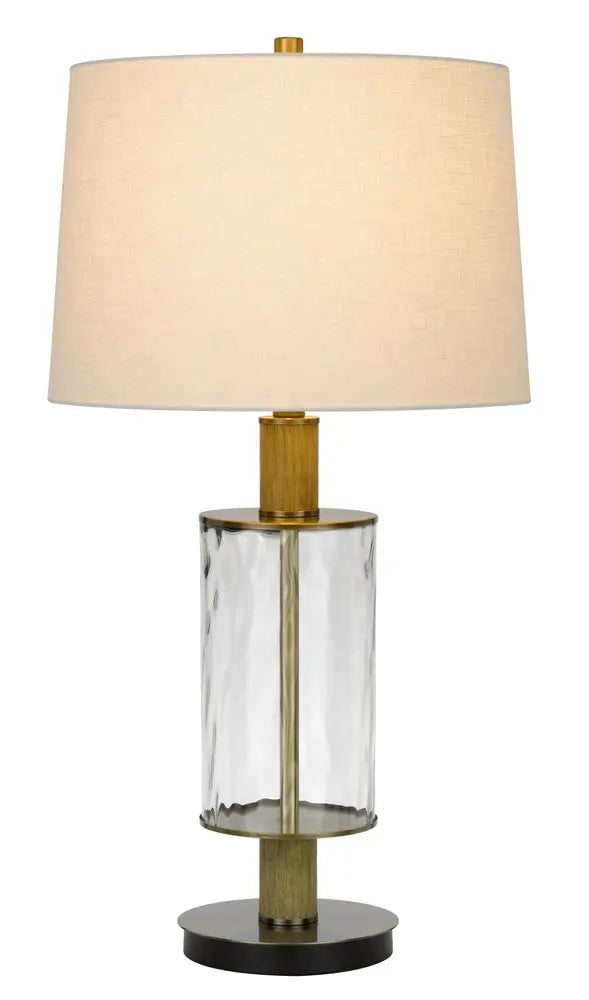 31" Clear Metal Table Lamp With White Empire Shade HomeRoots