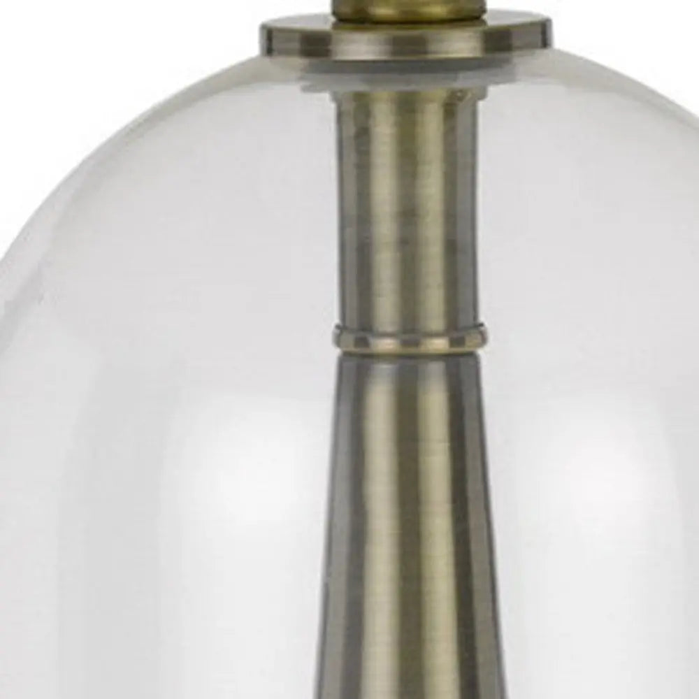 29" Clear Metal Table Lamp With White Empire Shade HomeRoots