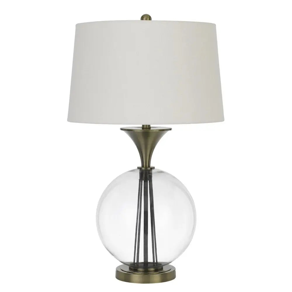31" Bronze Metal Globe Table Lamp With White Empire Shade HomeRoots