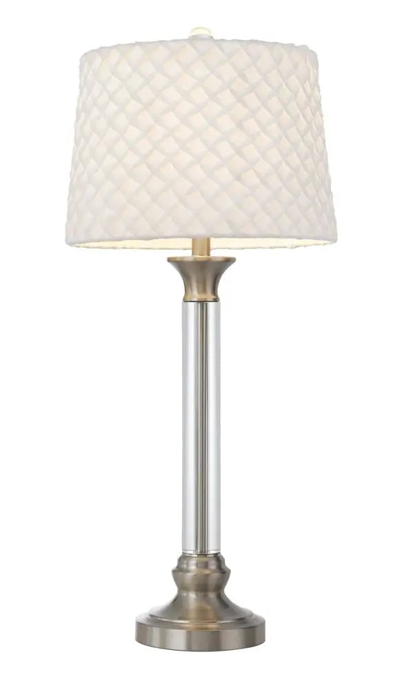 32" Nickel Metal Table Lamp With White Empire Shade HomeRoots