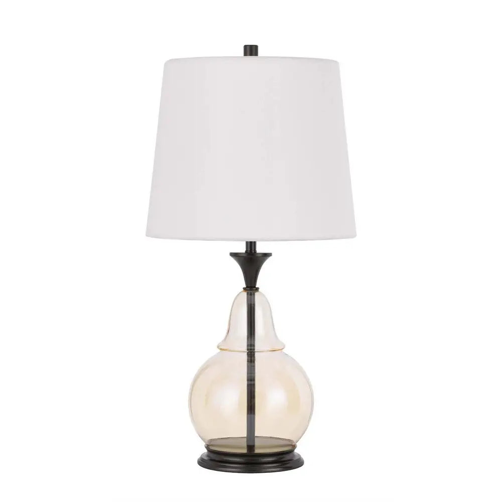 28" Clear Metal Table Lamp With White Empire Shade HomeRoots