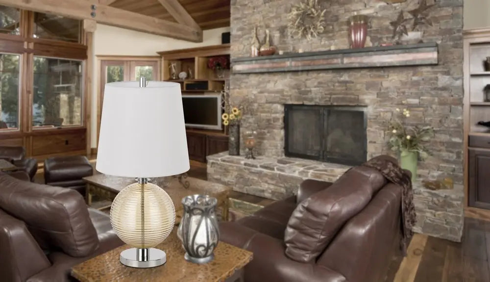 28" Nickel Metal Globe Table Lamp With White Empire Shade HomeRoots