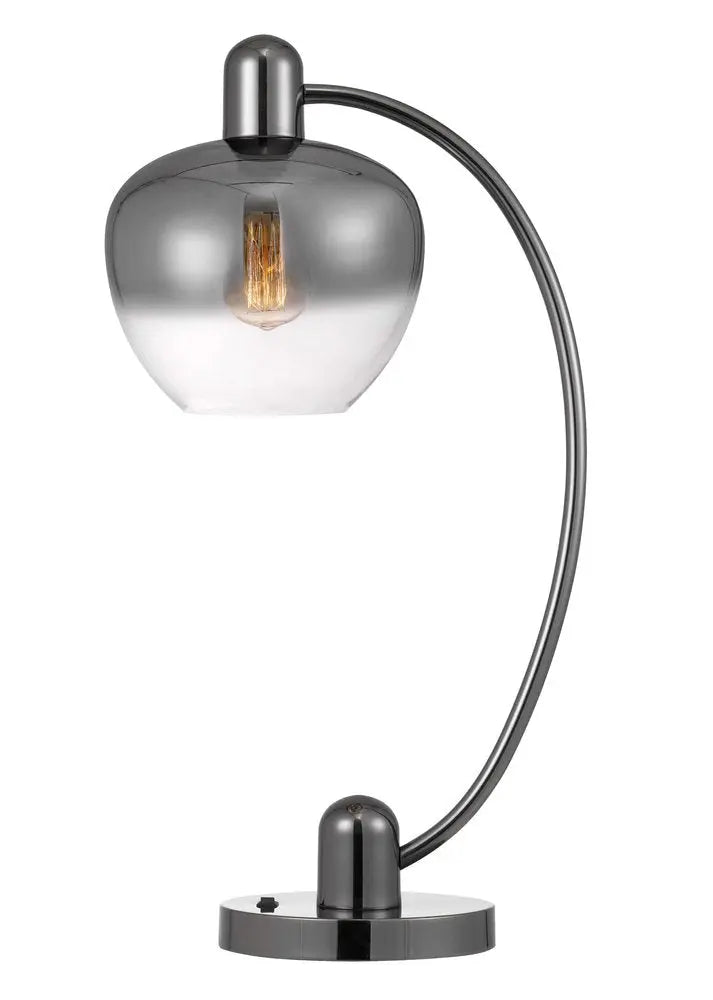 27" Gunmetal Metal Table Lamp With Silver Metallic Globe Shade HomeRoots
