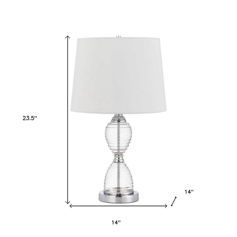 24" Clear Metal Table Lamp With White Empire Shade HomeRoots
