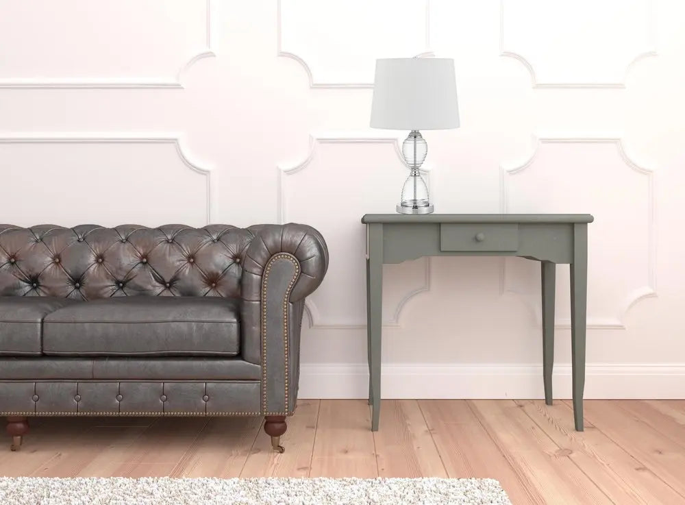 24" Clear Metal Table Lamp With White Empire Shade HomeRoots