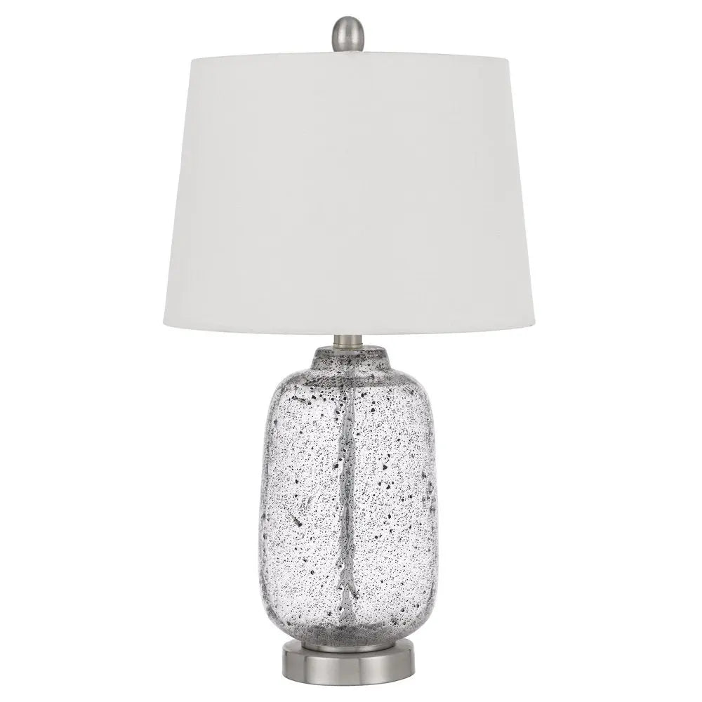 24" Nickel Metal Cylinder Table Lamp With White Empire Shade HomeRoots