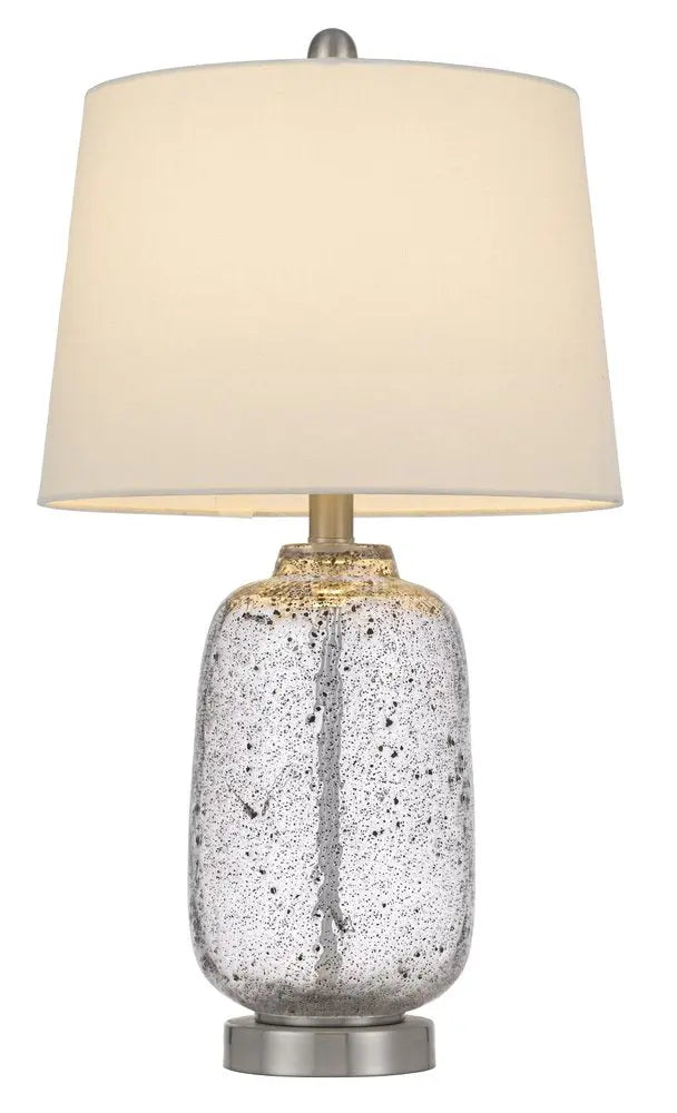 24" Nickel Metal Cylinder Table Lamp With White Empire Shade HomeRoots