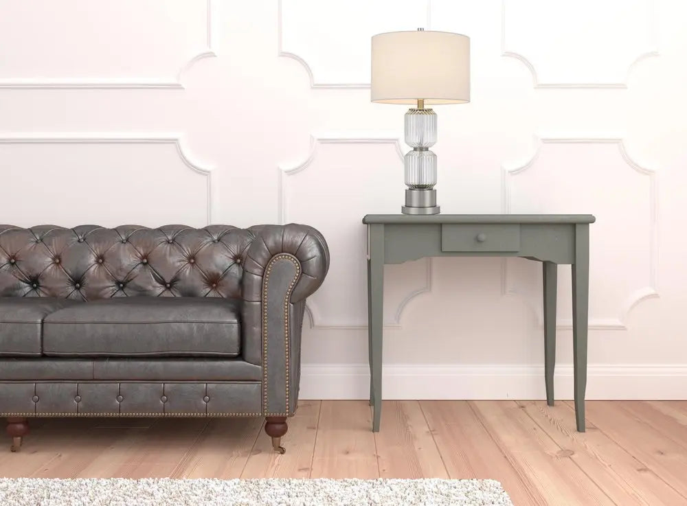 28" Nickel Metal Table Lamp With White Drum Shade HomeRoots