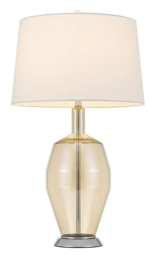 29" Nickel Metal Round Table Lamp With White Drum Shade HomeRoots