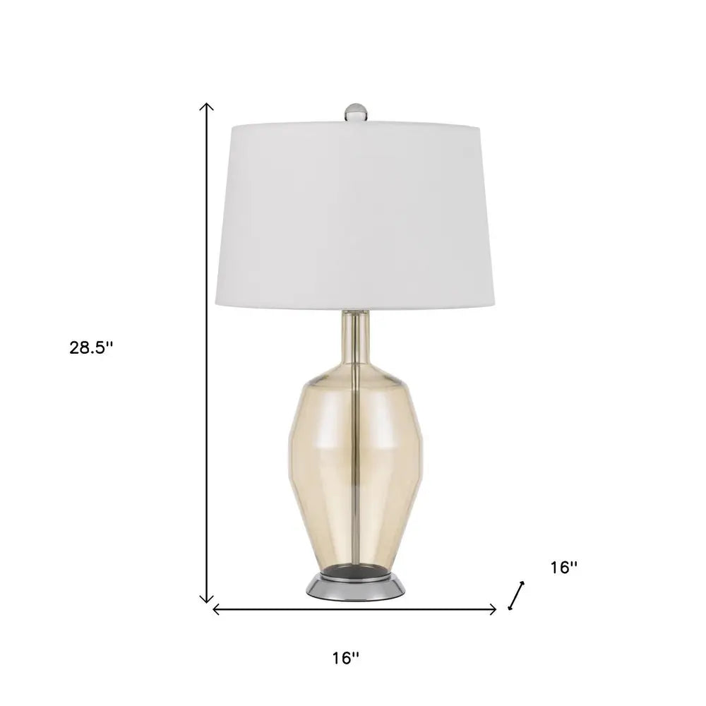 29" Nickel Metal Round Table Lamp With White Drum Shade HomeRoots