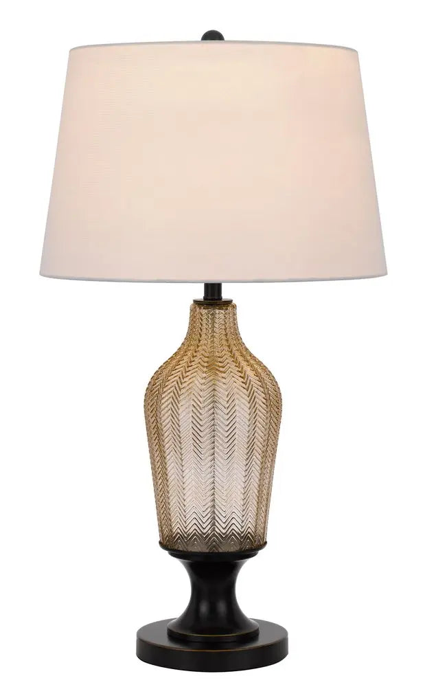 31" Bronze Glass Table Lamp With White Empire Shade HomeRoots