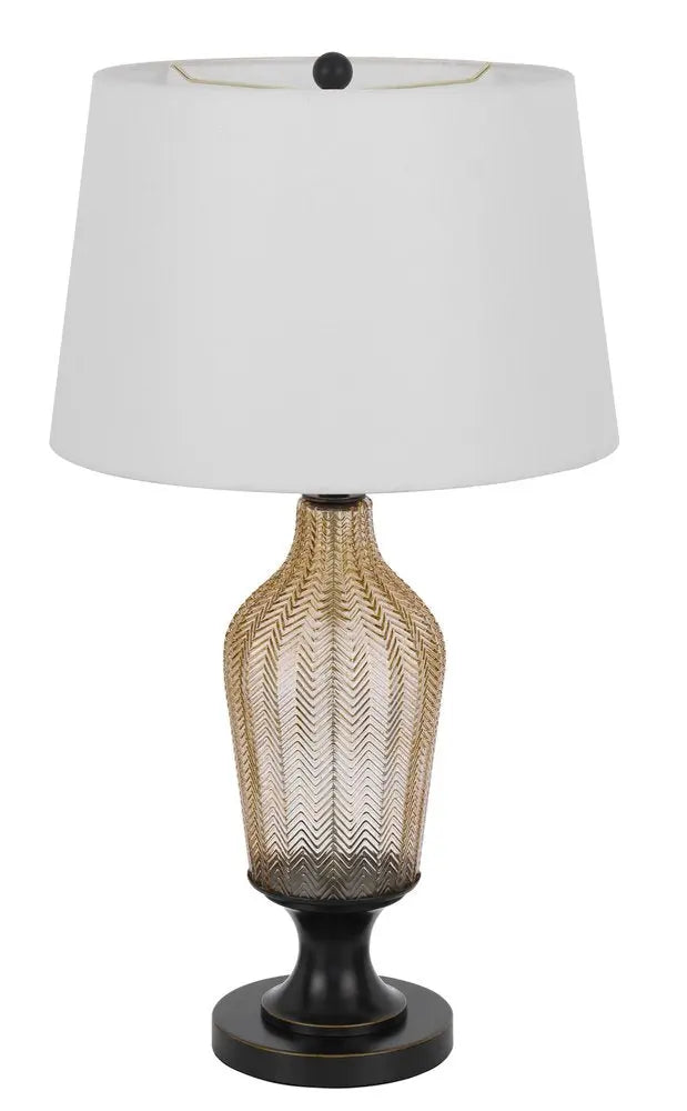 31" Bronze Glass Table Lamp With White Empire Shade HomeRoots