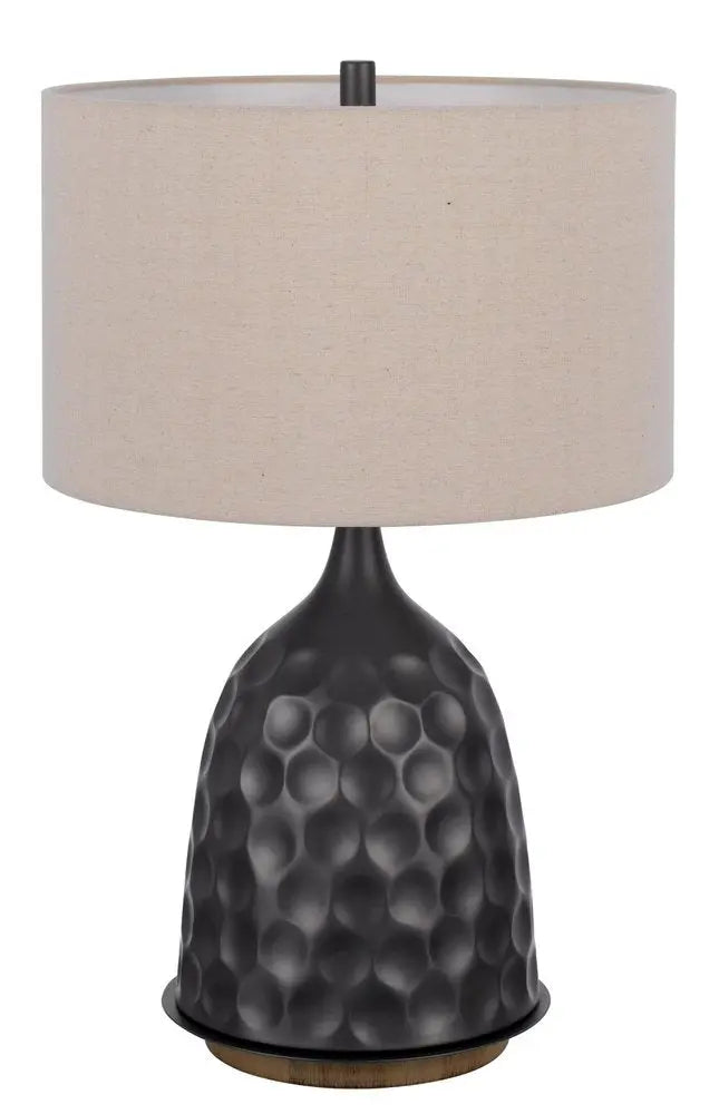 29" Gray Metal Table Lamp With Brown Drum Shade HomeRoots