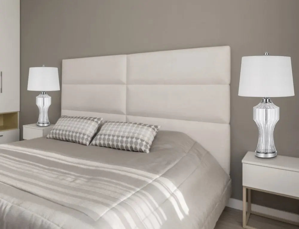 26" Clear Glass Table Lamp With White Empire Shade HomeRoots