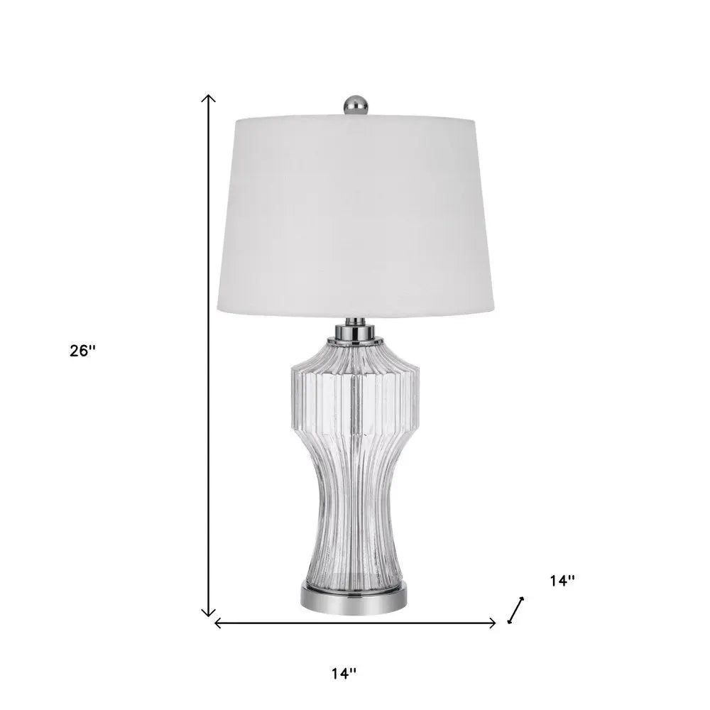 26" Clear Glass Table Lamp With White Empire Shade HomeRoots