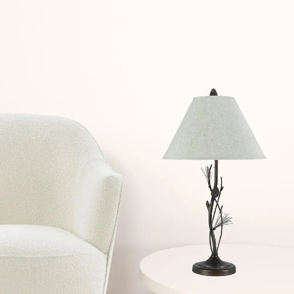 32" Rust Metal Table Lamp With Gray Empire Shade HomeRoots