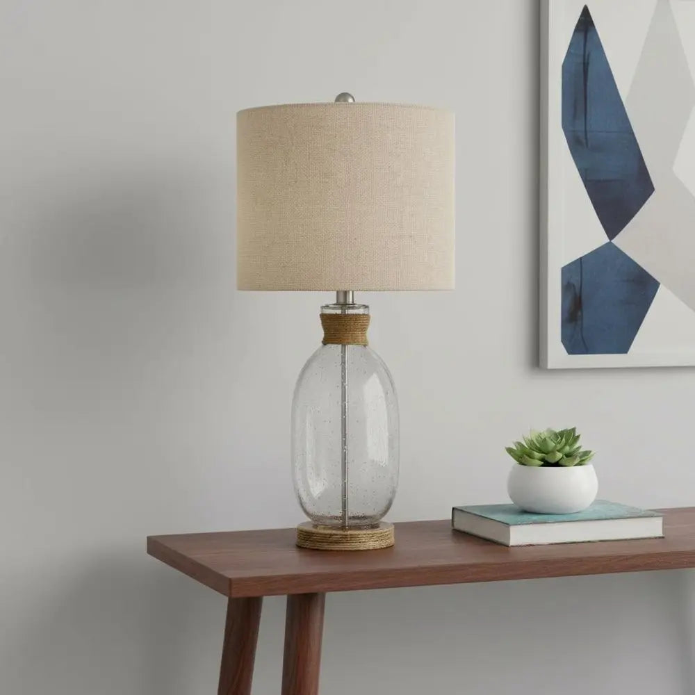 26" Brown Mason Jar Table Lamp With Brown Drum Shade HomeRoots