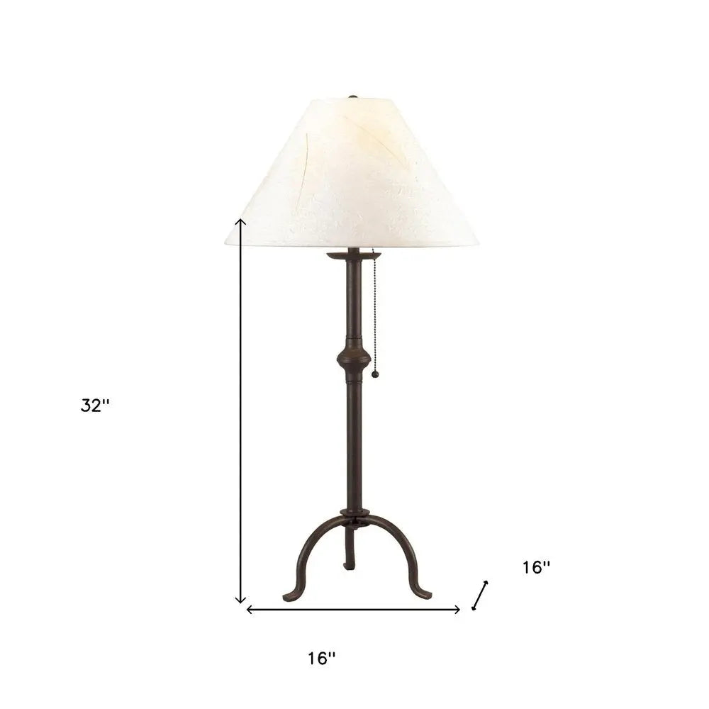 32" Black Metal Table Lamp With Off White Empire Shade HomeRoots