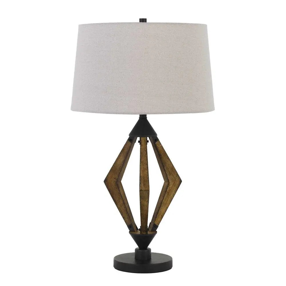 30" Black Metal Lantern Table Lamp With Gray Empire Shade HomeRoots