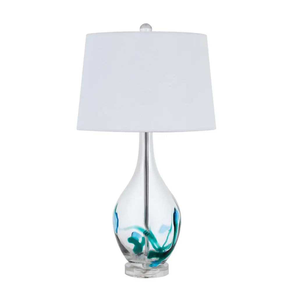 27" Clear Glass Table Lamp With White Empire Shade HomeRoots