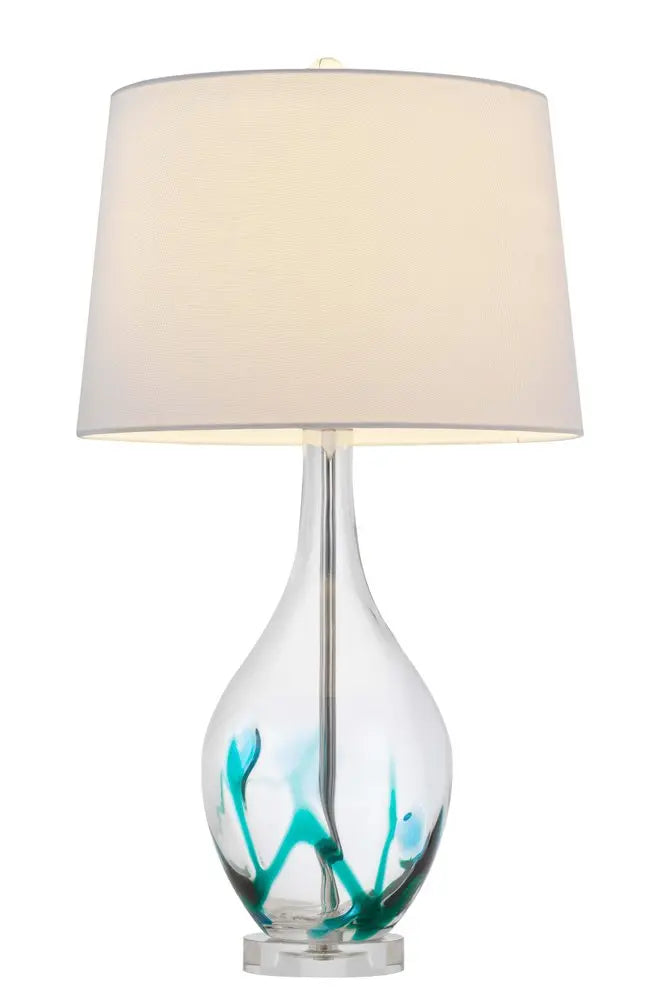 27" Clear Glass Table Lamp With White Empire Shade HomeRoots