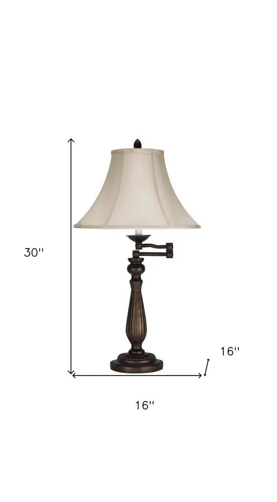 30" Rust Metal Table Lamp With Pearl Bell Shade HomeRoots