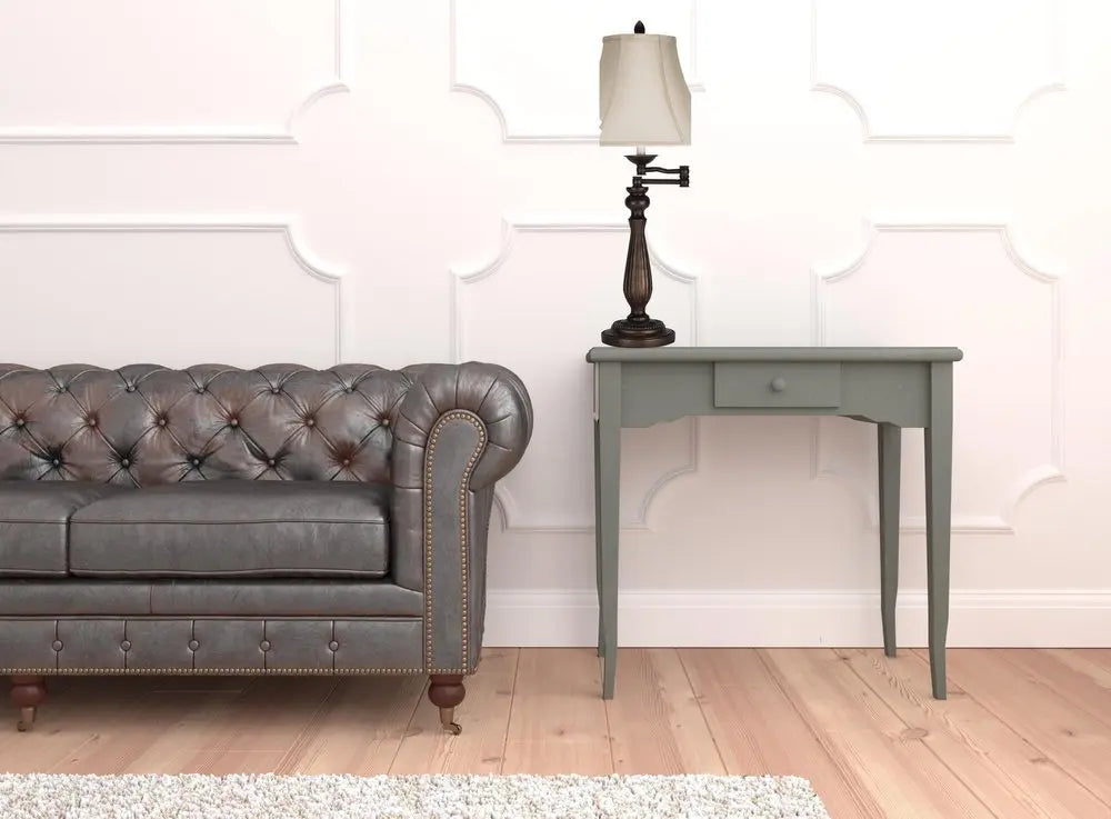 30" Rust Metal Table Lamp With Pearl Bell Shade HomeRoots