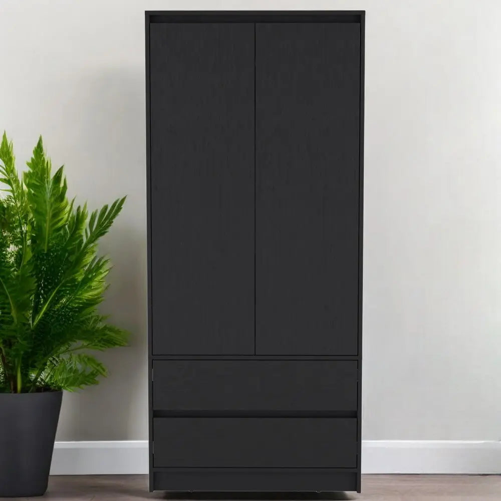 32" Black Two Drawer Combo Dresser HomeRoots