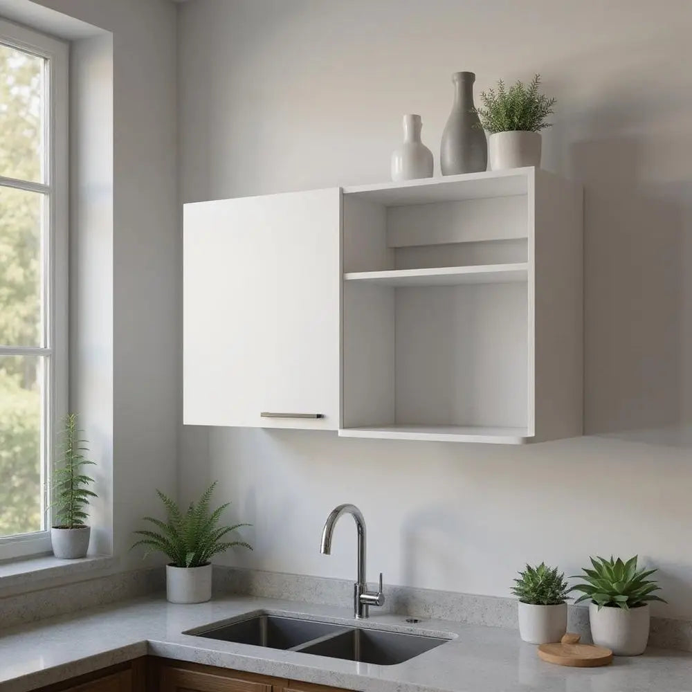 39" White Wood Wall Mounted Accent Cabinet With Single Door HomeRoots