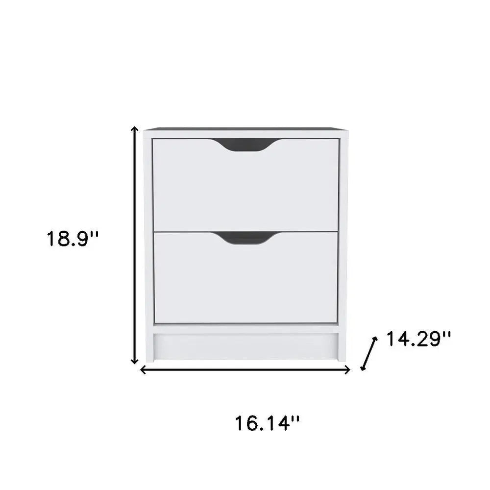 19" White Wood Two Drawer Nightstand HomeRoots