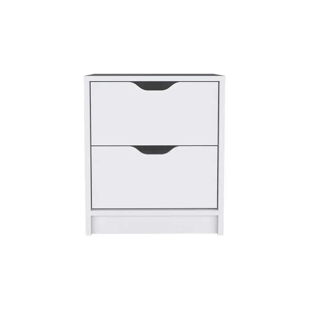 19" White Wood Two Drawer Nightstand HomeRoots