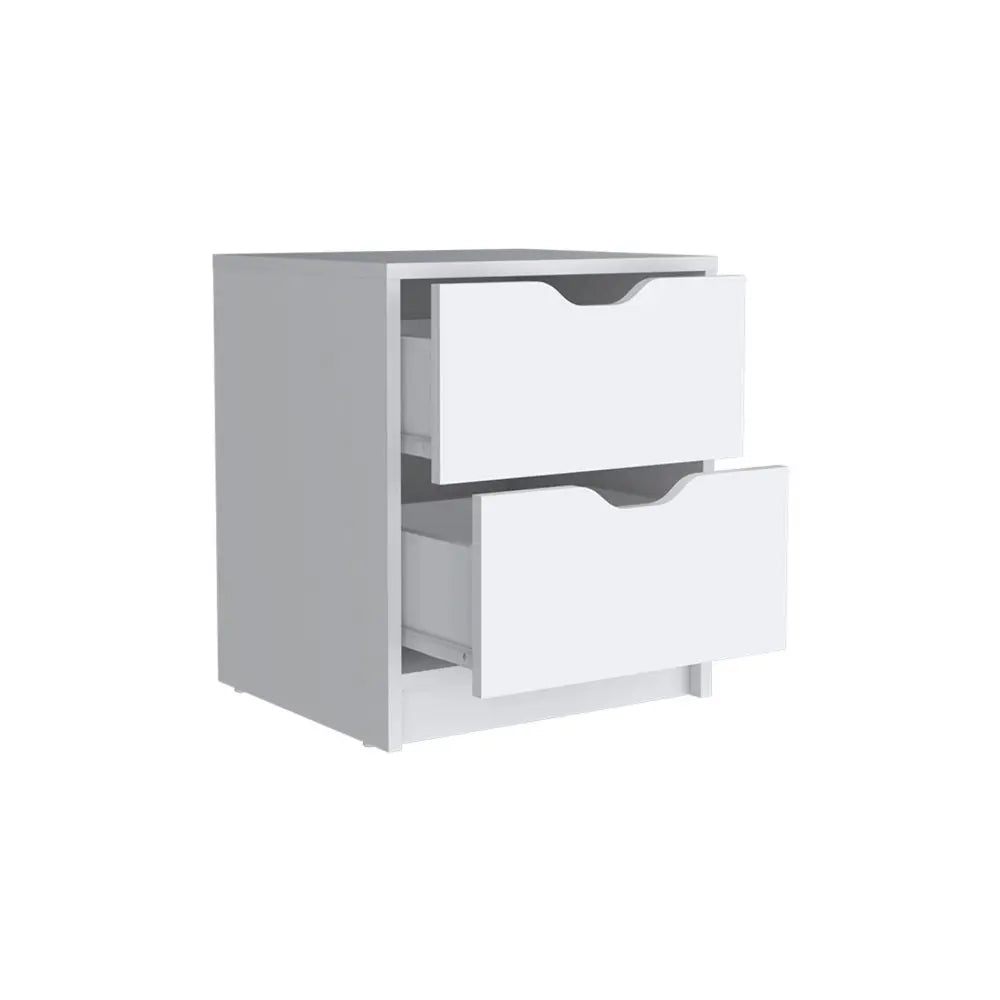 19" White Wood Two Drawer Nightstand HomeRoots