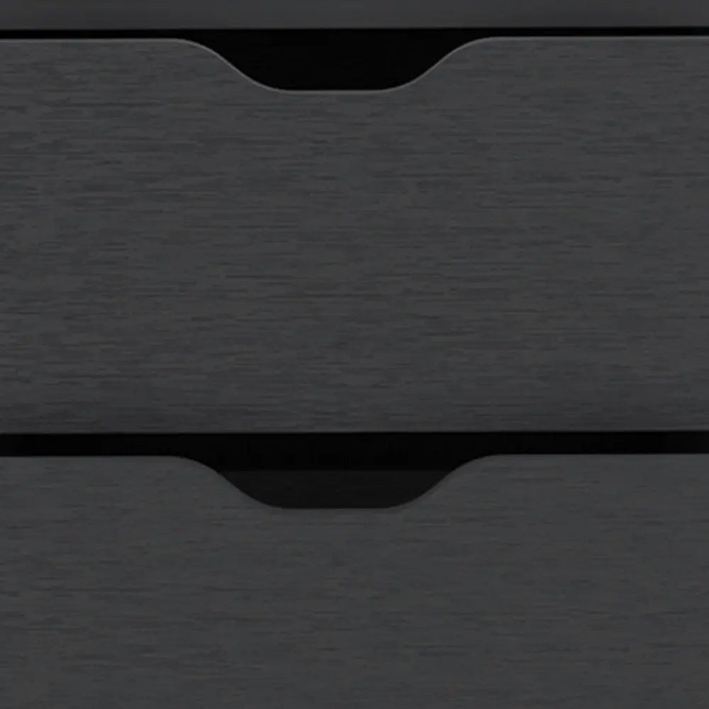 19" Black Wood Two Drawer Nightstand HomeRoots